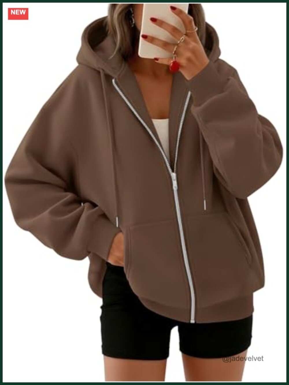 Oversized Zip Up Hoodie Full Zip Drawstring Fleece Sweatshirt